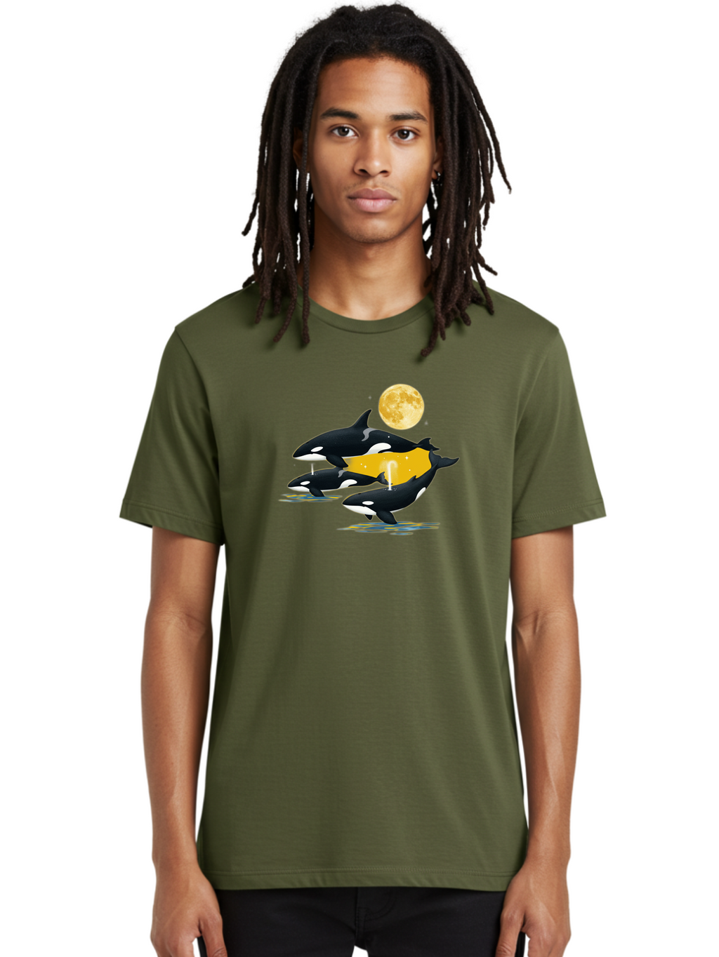Orcas-Under-Moon Men'S Graphic Tee, 100% Cotton, Comfortable Casual Summer Wear, Machine Washable, Vintage Camera, Old Camera, Antique Camera, Black Camera, Classic Photography, Photography Equipment, Nostalgic Device, Film Camera, Camera Art Baj138