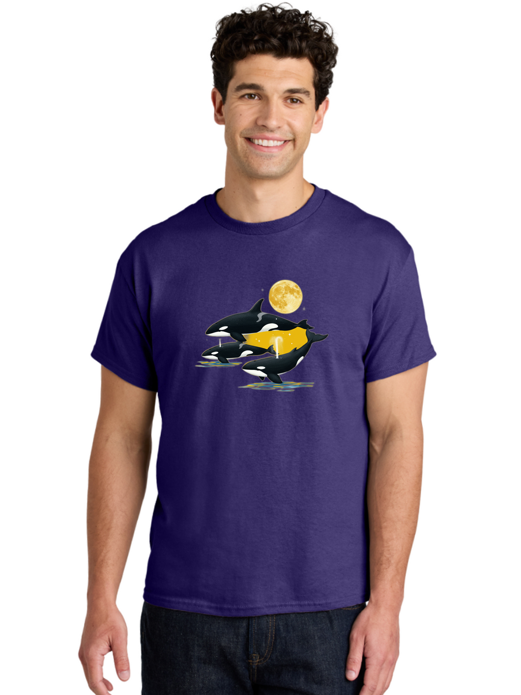 Orcas-Under-Moon Men'S Graphic Tee, 100% Cotton, Comfortable Casual Summer Wear, Machine Washable, Vintage Camera, Old Camera, Antique Camera, Black Camera, Classic Photography, Photography Equipment, Nostalgic Device, Film Camera, Camera Art Baj138