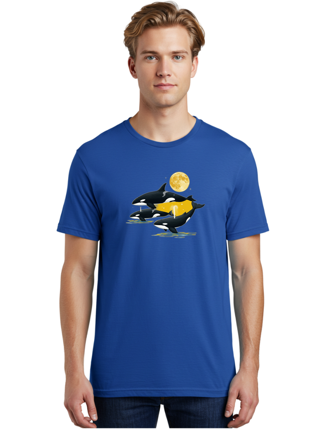 Orcas-Under-Moon Men'S Graphic Tee, 100% Cotton, Comfortable Casual Summer Wear, Machine Washable, Vintage Camera, Old Camera, Antique Camera, Black Camera, Classic Photography, Photography Equipment, Nostalgic Device, Film Camera, Camera Art Baj138
