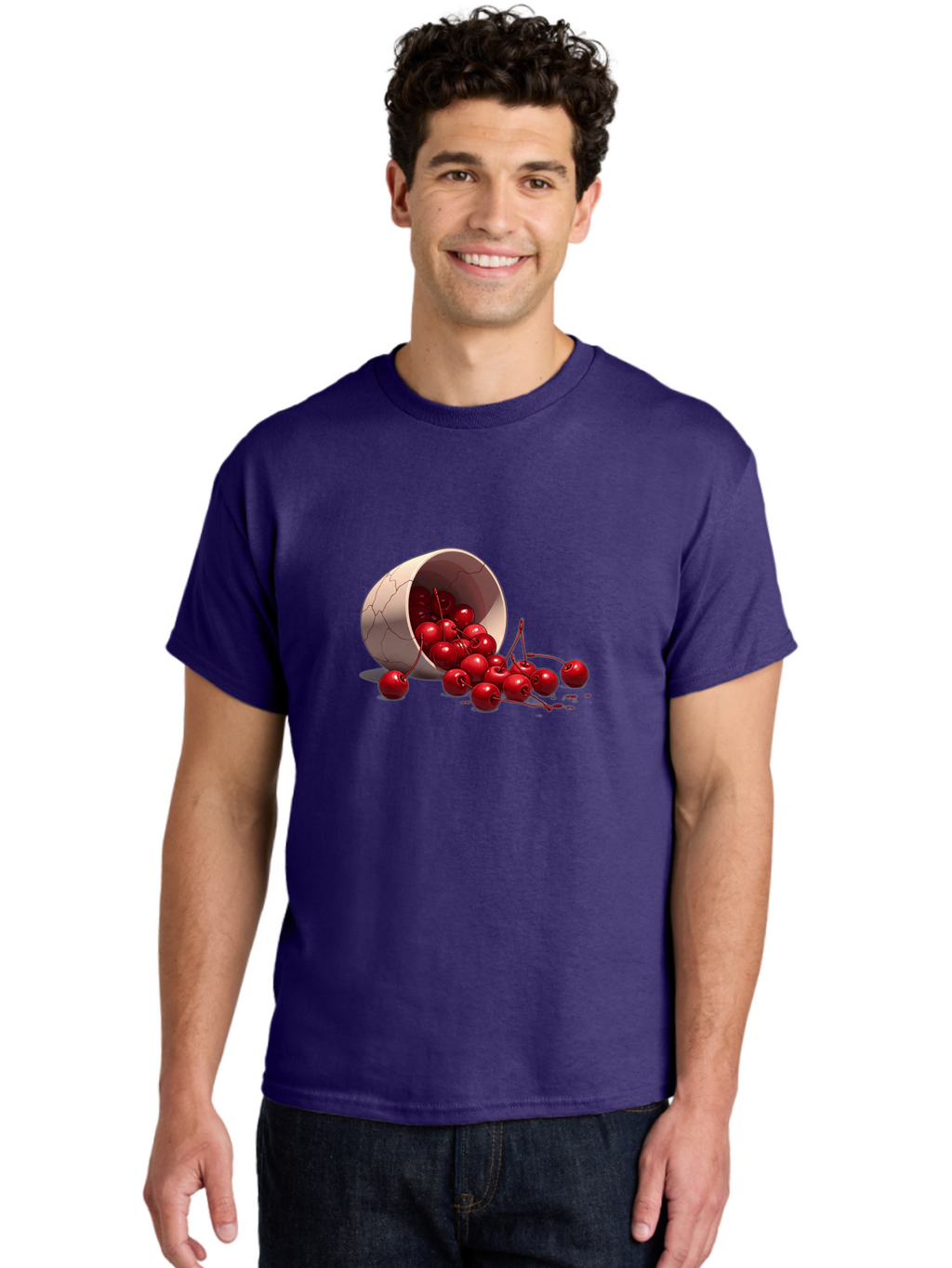Overturned-Cup-Of-Cherries Men'S Graphic Tee, 100% Cotton, Comfortable Casual Summer Wear, Machine Washable, Vintage Camera, Old Camera, Antique Camera, Black Camera, Classic Photography, Photography Equipment, Nostalgic Device, Film Camera, Baj139