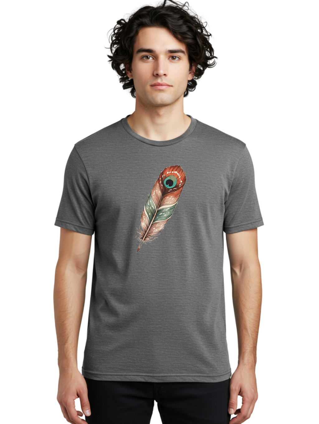 Peacock-Feather-1 Men'S Graphic Tee, 100% Cotton, Comfortable Casual Summer Wear, Machine Washable, Vintage Camera, Old Camera, Antique Camera, Black Camera, Classic Photography, Photography Equipment, Nostalgic Device, Film Camera, Camera Art Baj148