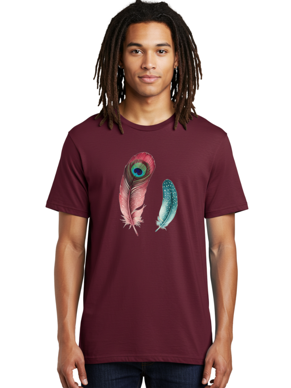 Peacock-Feather-And-Blue-Feather Men'S Graphic Tee, 100% Cotton, Comfortable Casual Summer Wear, Machine Washable, Vintage Camera, Old Camera, Antique Camera, Black Camera, Classic Photography, Photography Equipment, Nostalgic Device, Baj149