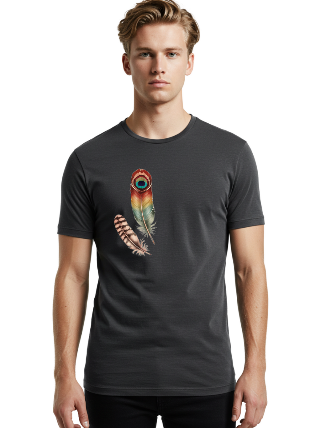 Peacock-Feather Men'S Graphic Tee, 100% Cotton, Comfortable Casual Summer Wear, Machine Washable, Vintage Camera, Old Camera, Antique Camera, Black Camera, Classic Photography, Photography Equipment, Nostalgic Device, Film Camera, Camera Art Baj150