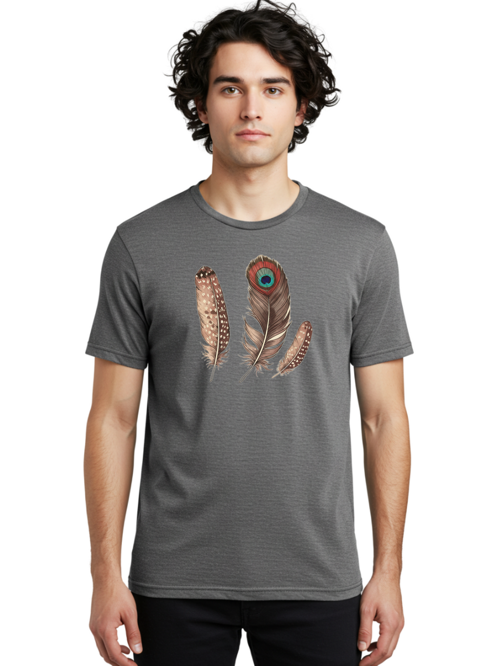 Peacock-Feathers-1 Men'S Graphic Tee, 100% Cotton, Comfortable Casual Summer Wear, Machine Washable, Vintage Camera, Old Camera, Antique Camera, Black Camera, Classic Photography, Photography Equipment, Nostalgic Device, Film Camera, Baj151