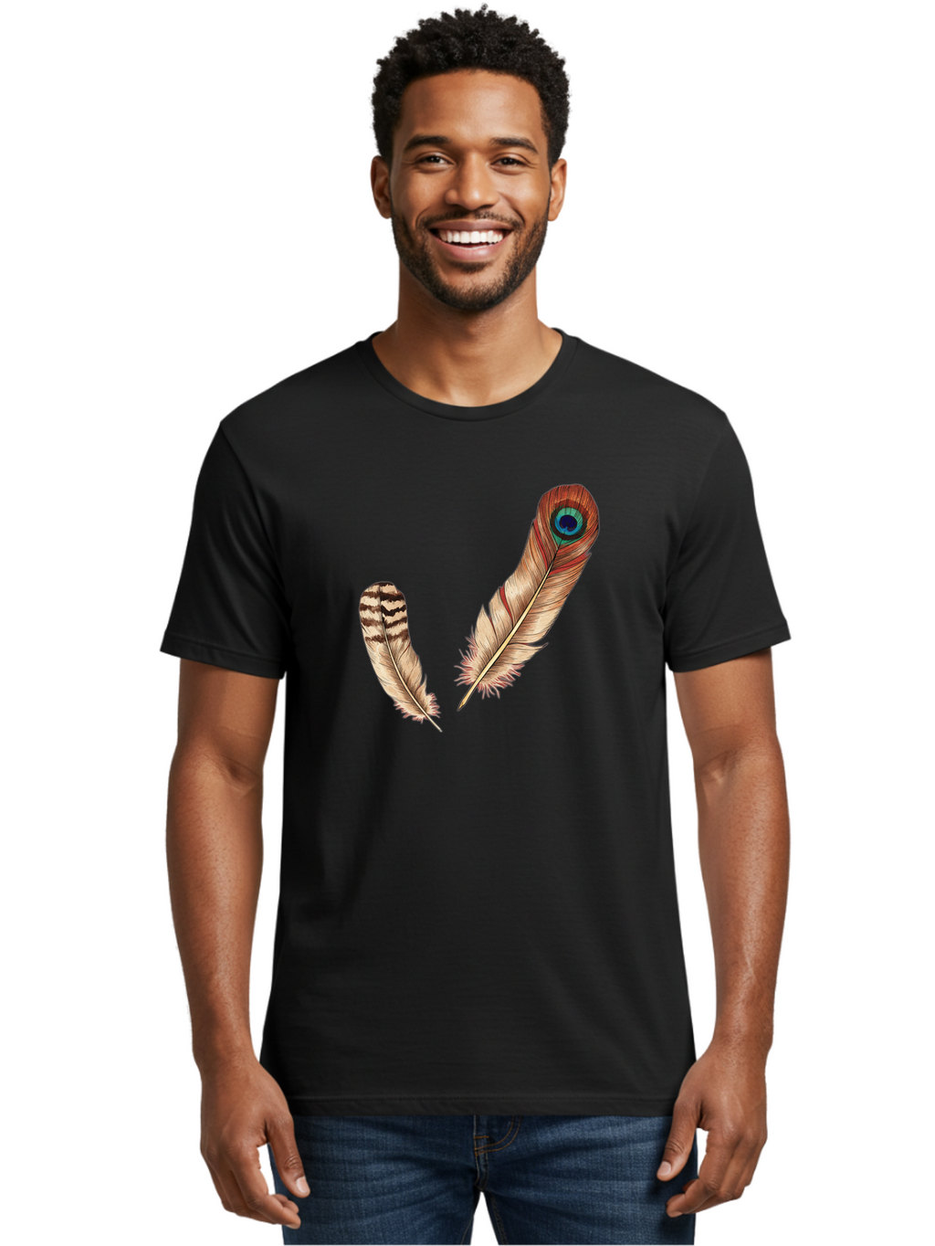 Peacock-Feathers-4 Men'S Graphic Tee, 100% Cotton, Comfortable Casual Summer Wear, Machine Washable, Vintage Camera, Old Camera, Antique Camera, Black Camera, Classic Photography, Photography Equipment, Nostalgic Device, Film Camera, Baj154