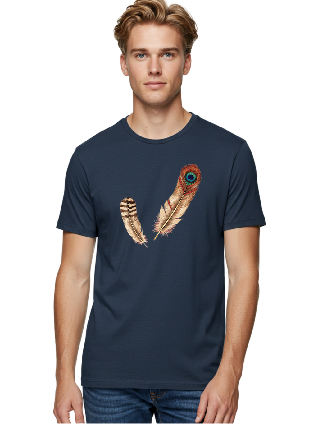 Peacock-Feathers-4 Men'S Graphic Tee, 100% Cotton, Comfortable Casual Summer Wear, Machine Washable, Vintage Camera, Old Camera, Antique Camera, Black Camera, Classic Photography, Photography Equipment, Nostalgic Device, Film Camera, Baj154