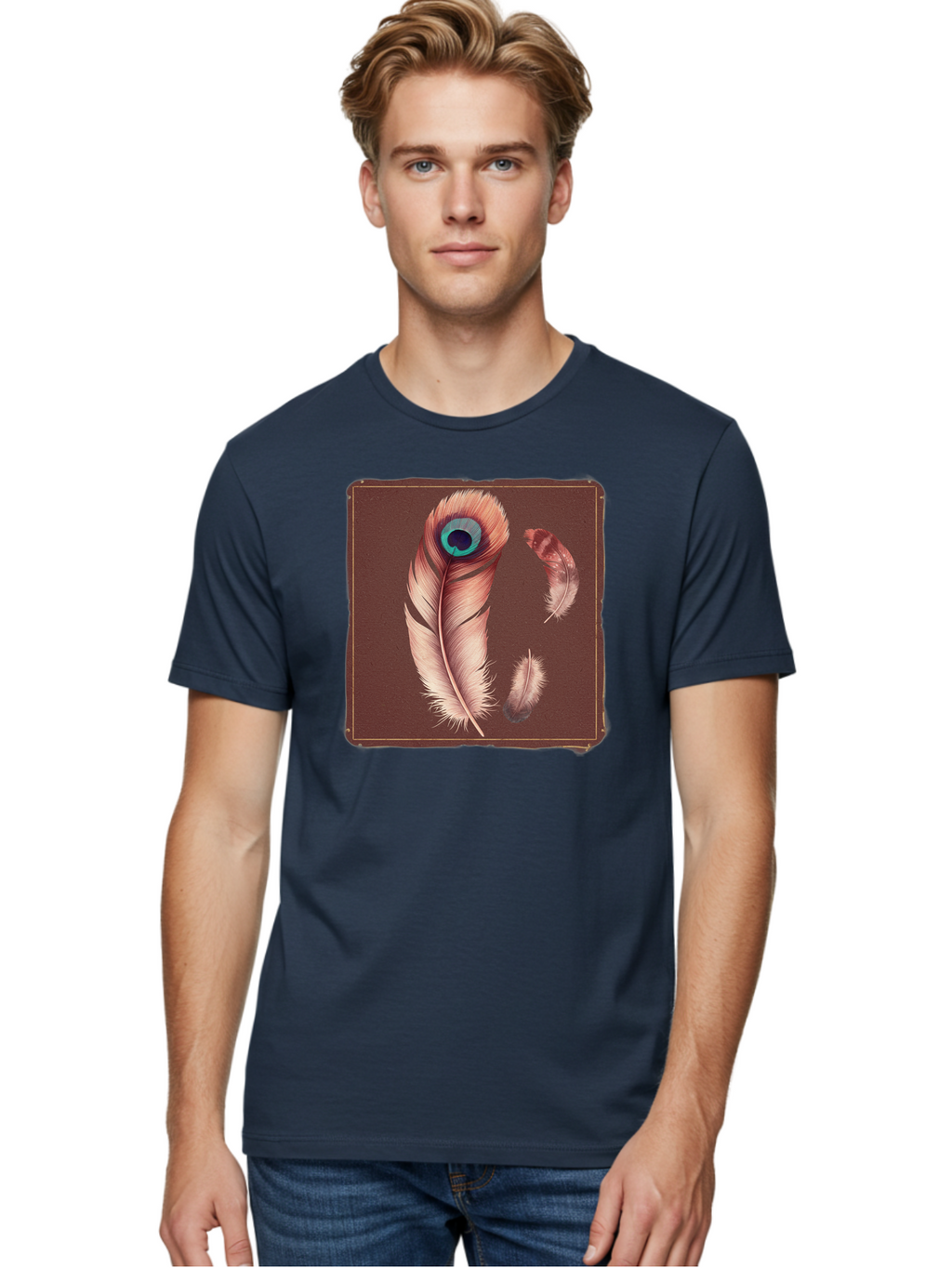 Peacock-Feathers-5 Men'S Graphic Tee, 100% Cotton, Comfortable Casual Summer Wear, Machine Washable, Vintage Camera, Old Camera, Antique Camera, Black Camera, Classic Photography, Photography Equipment, Nostalgic Device, Film Camera, Baj155