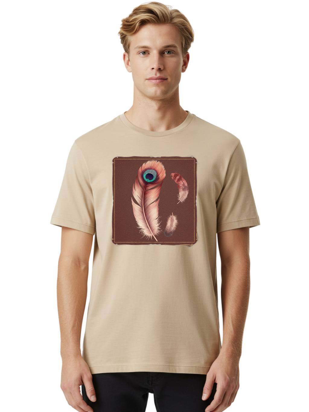 Peacock-Feathers-5 Men'S Graphic Tee, 100% Cotton, Comfortable Casual Summer Wear, Machine Washable, Vintage Camera, Old Camera, Antique Camera, Black Camera, Classic Photography, Photography Equipment, Nostalgic Device, Film Camera, Baj155