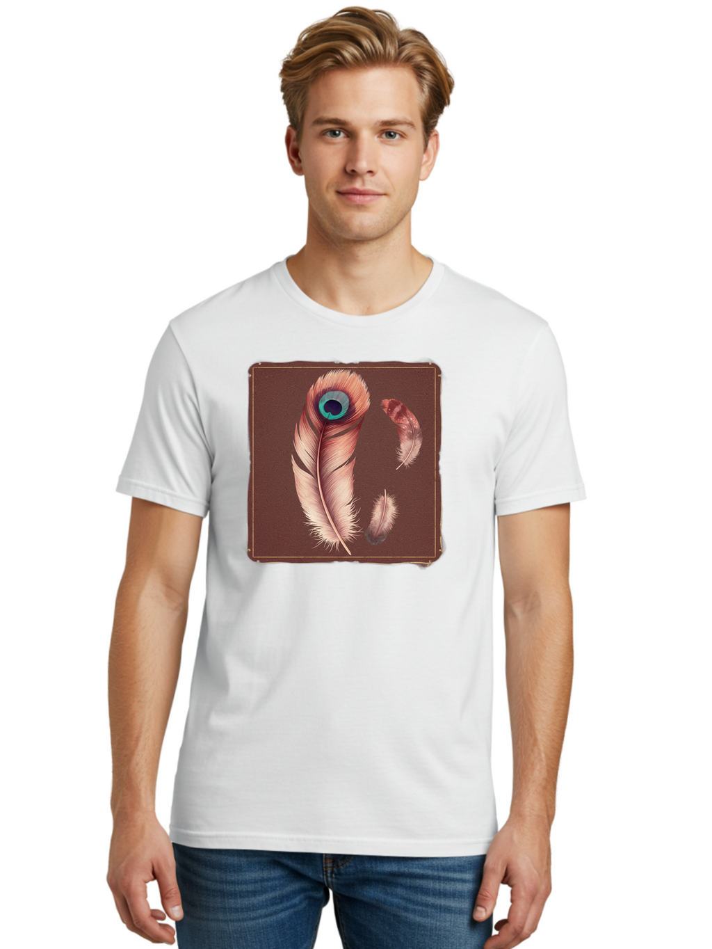 Peacock-Feathers-5 Men'S Graphic Tee, 100% Cotton, Comfortable Casual Summer Wear, Machine Washable, Vintage Camera, Old Camera, Antique Camera, Black Camera, Classic Photography, Photography Equipment, Nostalgic Device, Film Camera, Baj155