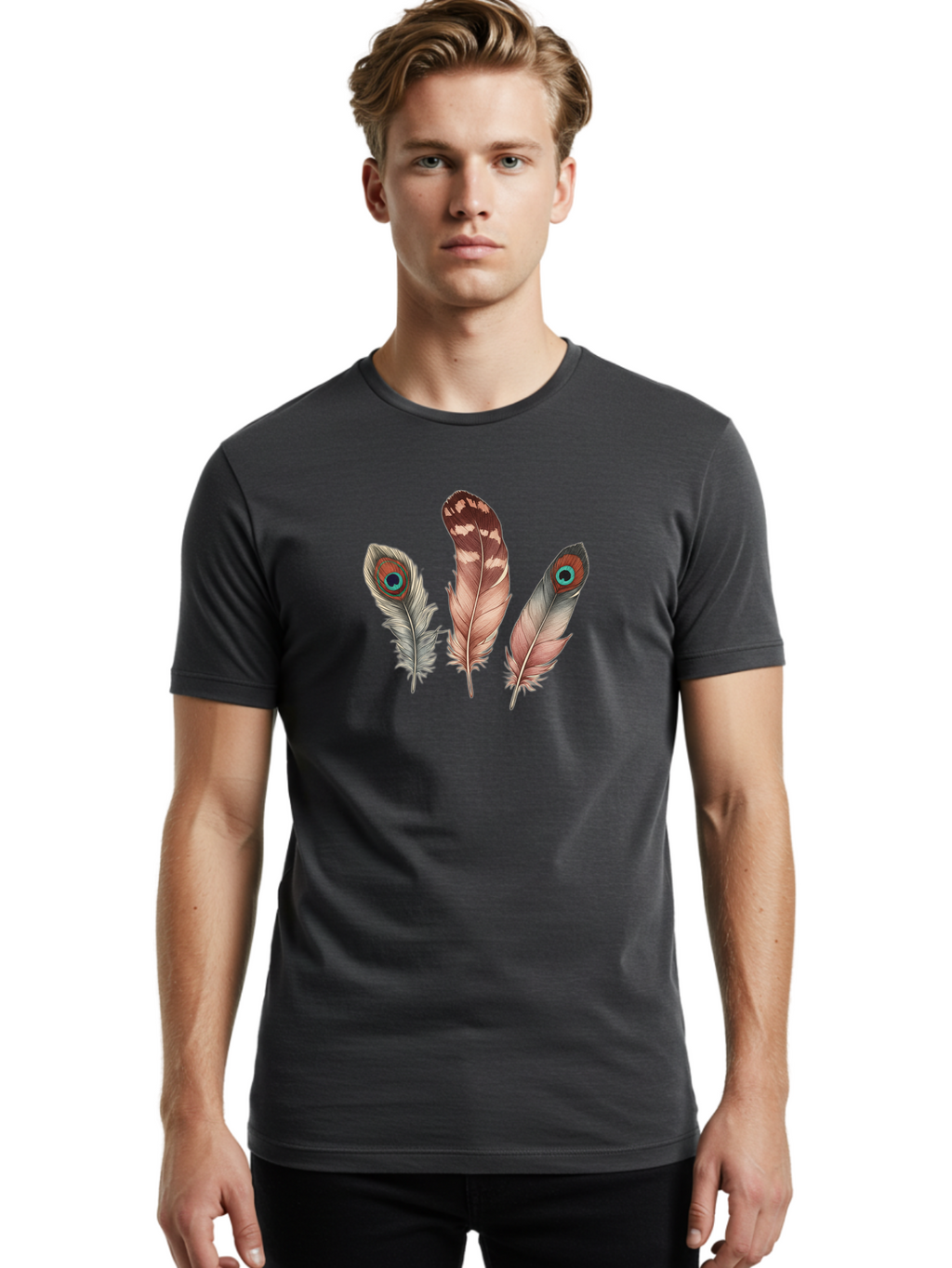 Peacock-Feathers Men'S Graphic Tee, 100% Cotton, Comfortable Casual Summer Wear, Machine Washable, Vintage Camera, Old Camera, Antique Camera, Black Camera, Classic Photography, Photography Equipment, Nostalgic Device, Film Camera, Camera Art Baj156