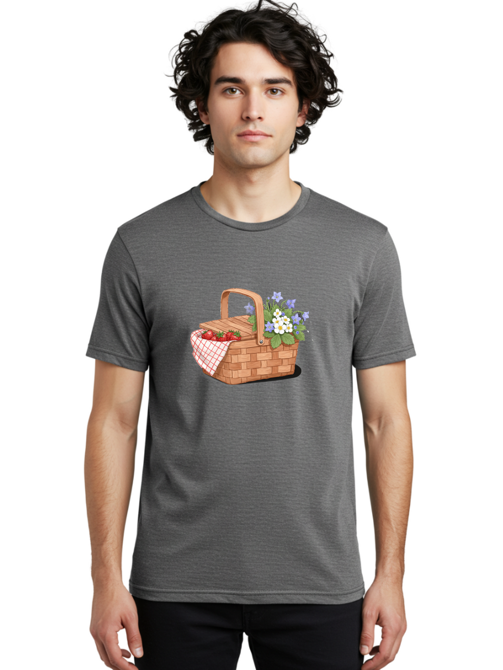 Picnic-Basket-1 Men'S Graphic Tee, 100% Cotton, Comfortable Casual Summer Wear, Machine Washable, Vintage Camera, Old Camera, Antique Camera, Black Camera, Classic Photography, Photography Equipment, Nostalgic Device, Film Camera, Camera Art Baj160
