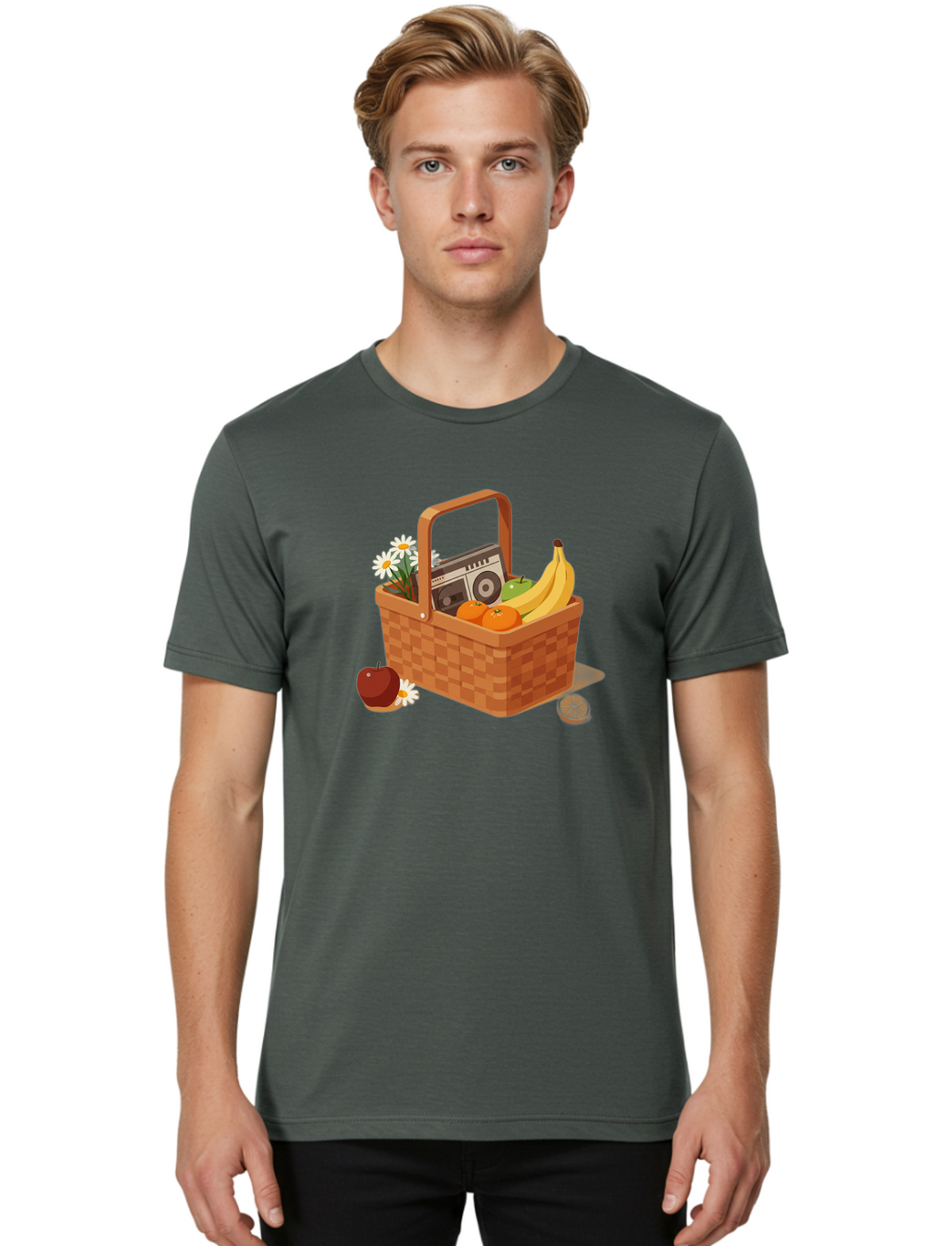 Picnic-Basket-2 Men'S Graphic Tee, 100% Cotton, Comfortable Casual Summer Wear, Machine Washable, Vintage Camera, Old Camera, Antique Camera, Black Camera, Classic Photography, Photography Equipment, Nostalgic Device, Film Camera, Camera Art Baj161