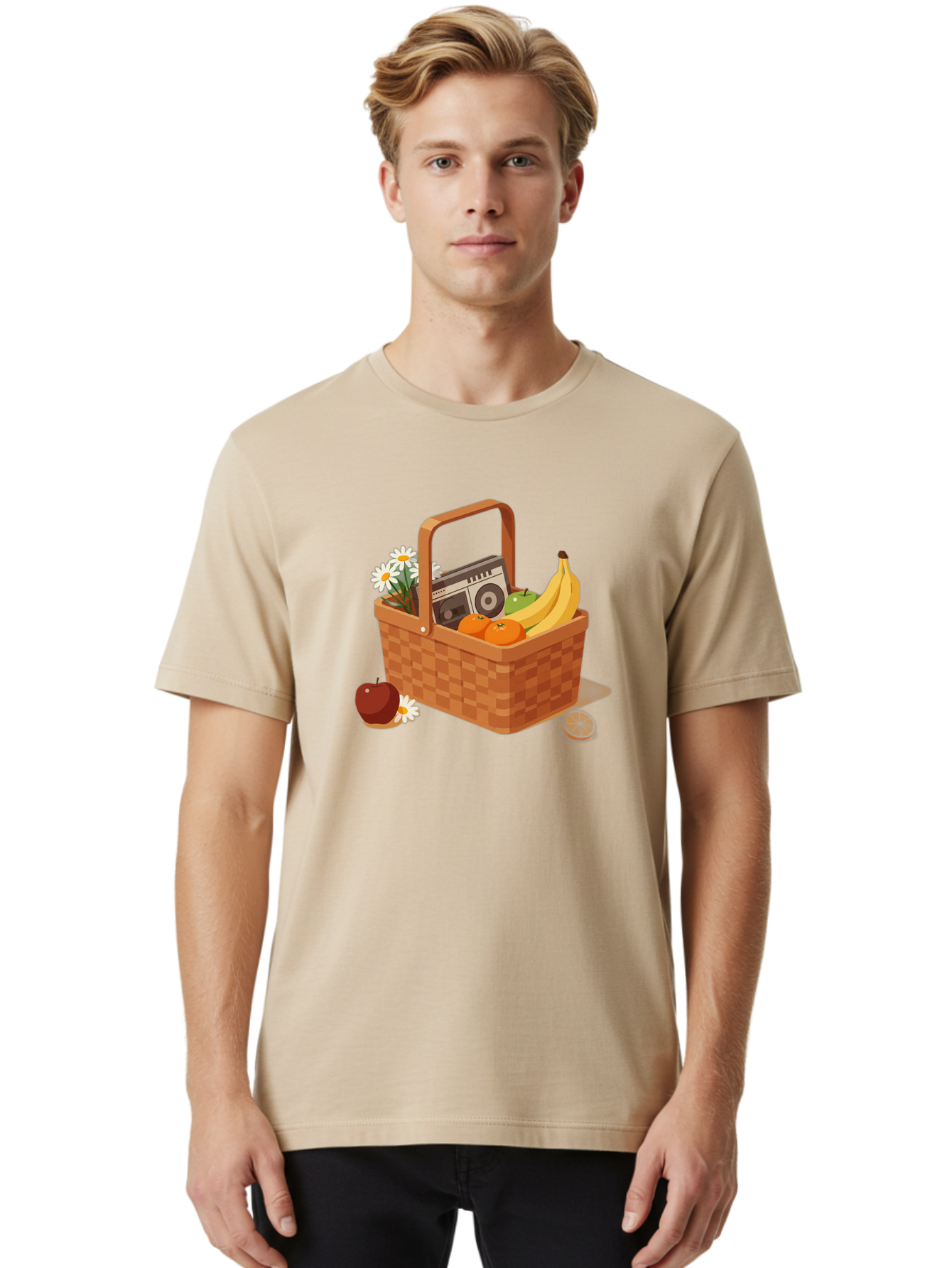 Picnic-Basket-2 Men'S Graphic Tee, 100% Cotton, Comfortable Casual Summer Wear, Machine Washable, Vintage Camera, Old Camera, Antique Camera, Black Camera, Classic Photography, Photography Equipment, Nostalgic Device, Film Camera, Camera Art Baj161