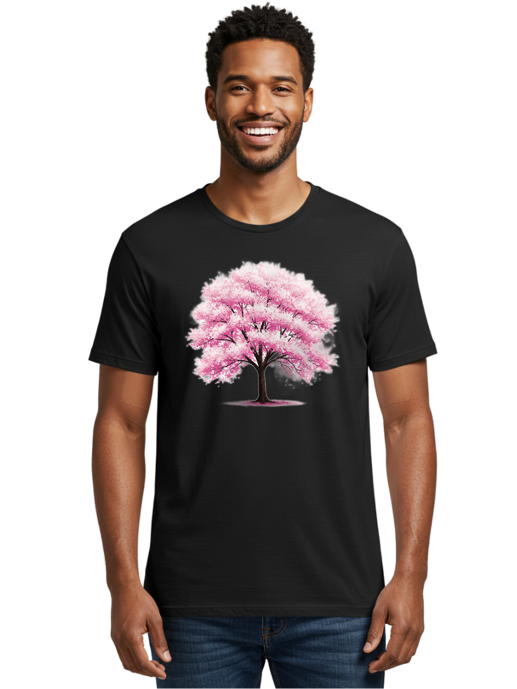 Pink-Cherry-Blossom-Tree-1 Men'S Graphic Tee, 100% Cotton, Comfortable Casual Summer Wear, Machine Washable, Vintage Camera, Old Camera, Antique Camera, Black Camera, Classic Photography, Photography Equipment, Nostalgic Device, Film Camera, Baj166