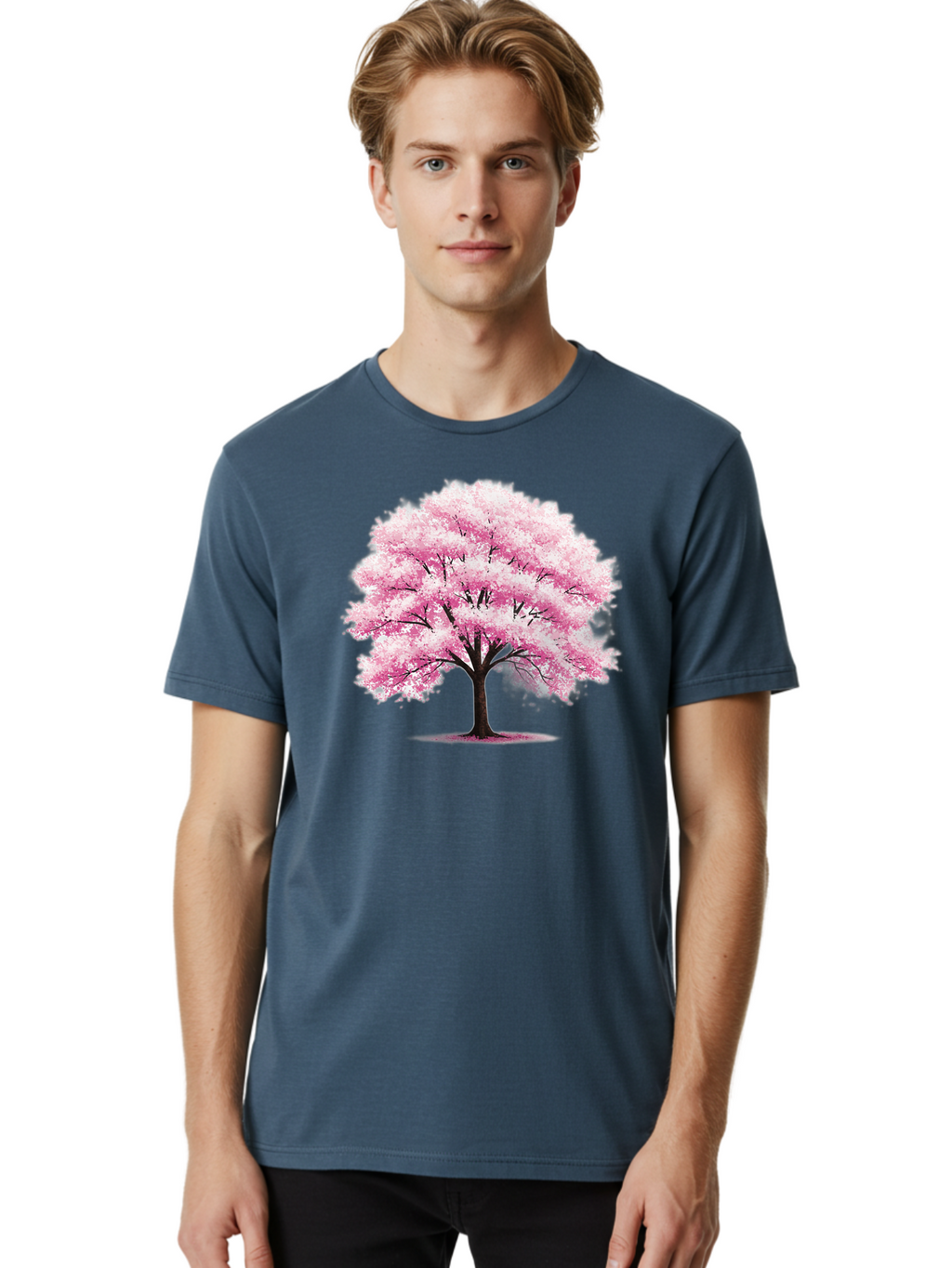 Pink-Cherry-Blossom-Tree-1 Men'S Graphic Tee, 100% Cotton, Comfortable Casual Summer Wear, Machine Washable, Vintage Camera, Old Camera, Antique Camera, Black Camera, Classic Photography, Photography Equipment, Nostalgic Device, Film Camera, Baj166