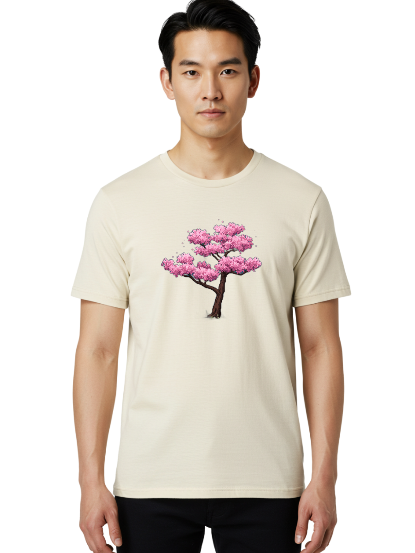 Pink-Cherry-Blossom-Tree-2 Men'S Graphic Tee, 100% Cotton, Comfortable Casual Summer Wear, Machine Washable, Vintage Camera, Old Camera, Antique Camera, Black Camera, Classic Photography, Photography Equipment, Nostalgic Device, Film Camera, Baj167