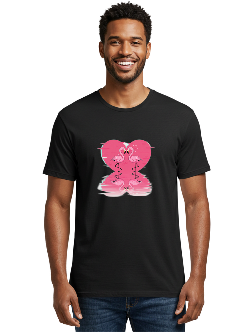 Pink-Flamingos-Heart-1 Men'S Graphic Tee, 100% Cotton, Comfortable Casual Summer Wear, Machine Washable, Vintage Camera, Old Camera, Antique Camera, Black Camera, Classic Photography, Photography Equipment, Nostalgic Device, Film Camera, Baj185