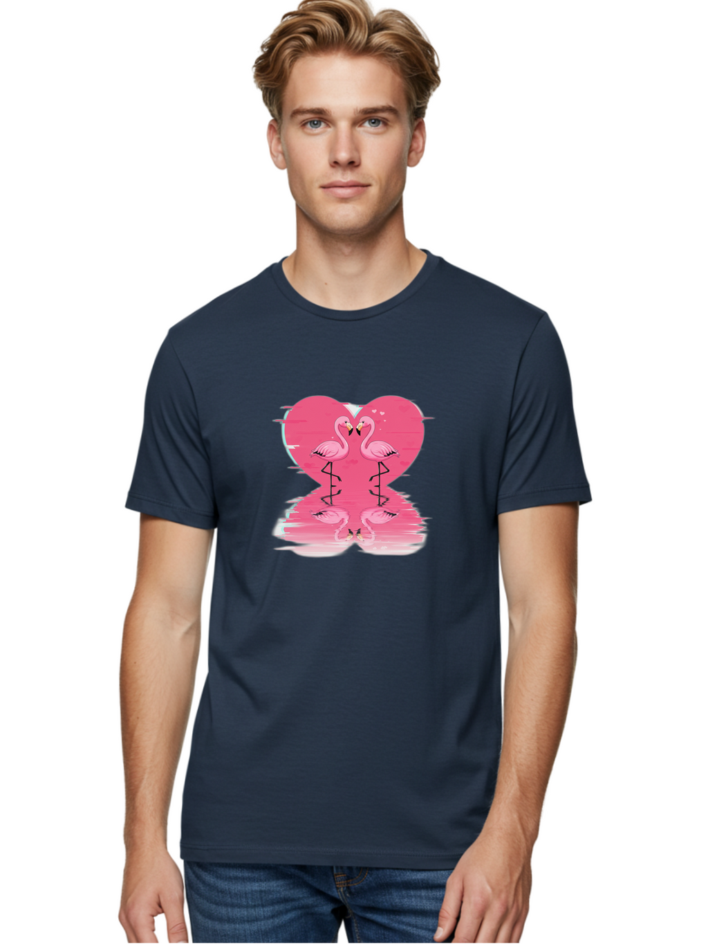 Pink-Flamingos-Heart-1 Men'S Graphic Tee, 100% Cotton, Comfortable Casual Summer Wear, Machine Washable, Vintage Camera, Old Camera, Antique Camera, Black Camera, Classic Photography, Photography Equipment, Nostalgic Device, Film Camera, Baj185