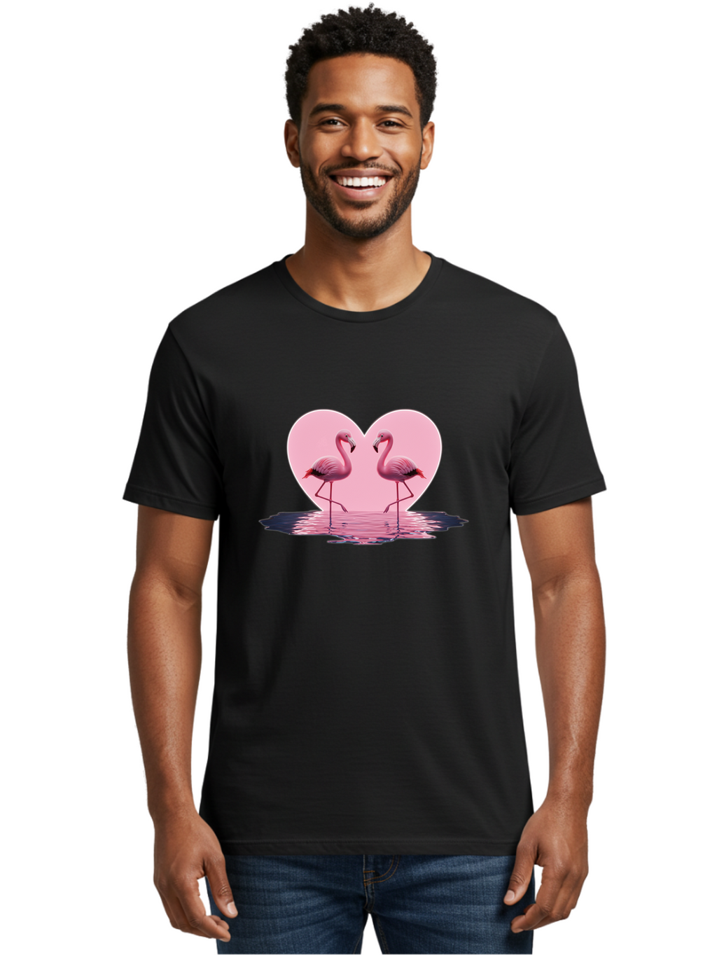 Pink-Flamingos-Heart-2 Men'S Graphic Tee, 100% Cotton, Comfortable Casual Summer Wear, Machine Washable, Vintage Camera, Old Camera, Antique Camera, Black Camera, Classic Photography, Photography Equipment, Nostalgic Device, Film Camera, Baj186
