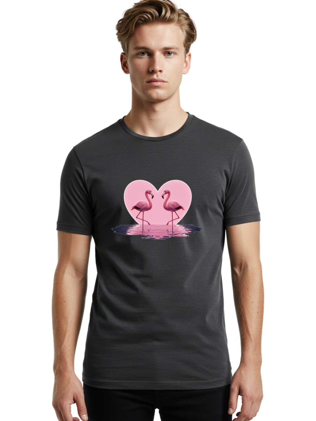 Pink-Flamingos-Heart-2 Men'S Graphic Tee, 100% Cotton, Comfortable Casual Summer Wear, Machine Washable, Vintage Camera, Old Camera, Antique Camera, Black Camera, Classic Photography, Photography Equipment, Nostalgic Device, Film Camera, Baj186