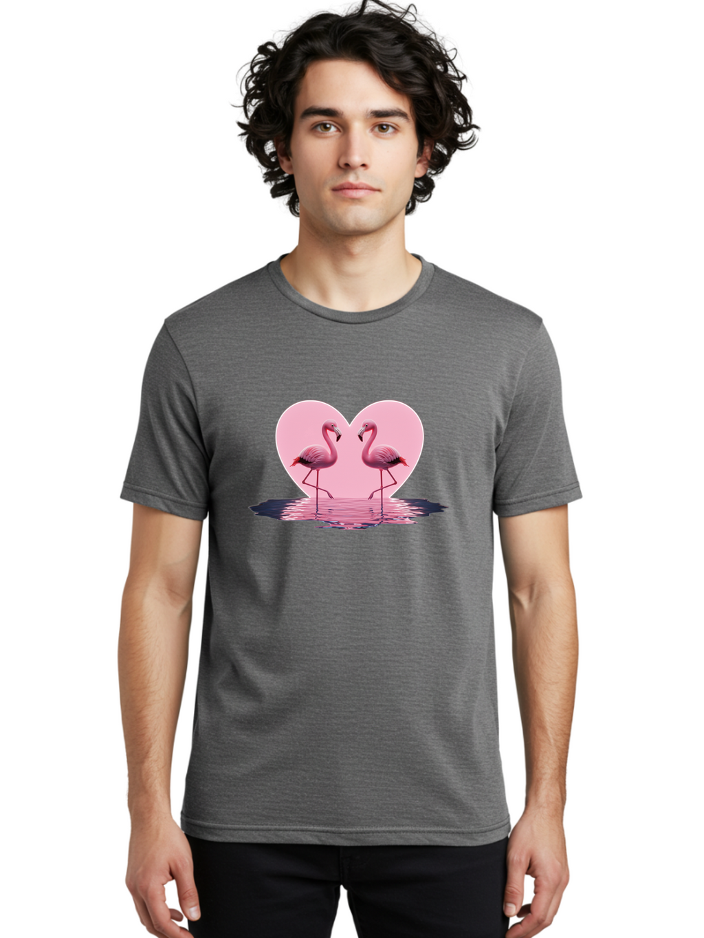 Pink-Flamingos-Heart-2 Men'S Graphic Tee, 100% Cotton, Comfortable Casual Summer Wear, Machine Washable, Vintage Camera, Old Camera, Antique Camera, Black Camera, Classic Photography, Photography Equipment, Nostalgic Device, Film Camera, Baj186
