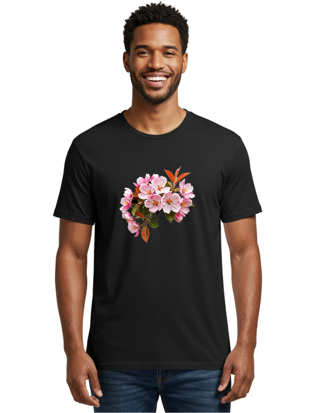 Pink-Flowers-2 Men'S Graphic Tee, 100% Cotton, Comfortable Casual Summer Wear, Machine Washable, Vintage Camera, Old Camera, Antique Camera, Black Camera, Classic Photography, Photography Equipment, Nostalgic Device, Film Camera, Camera Art Baj191
