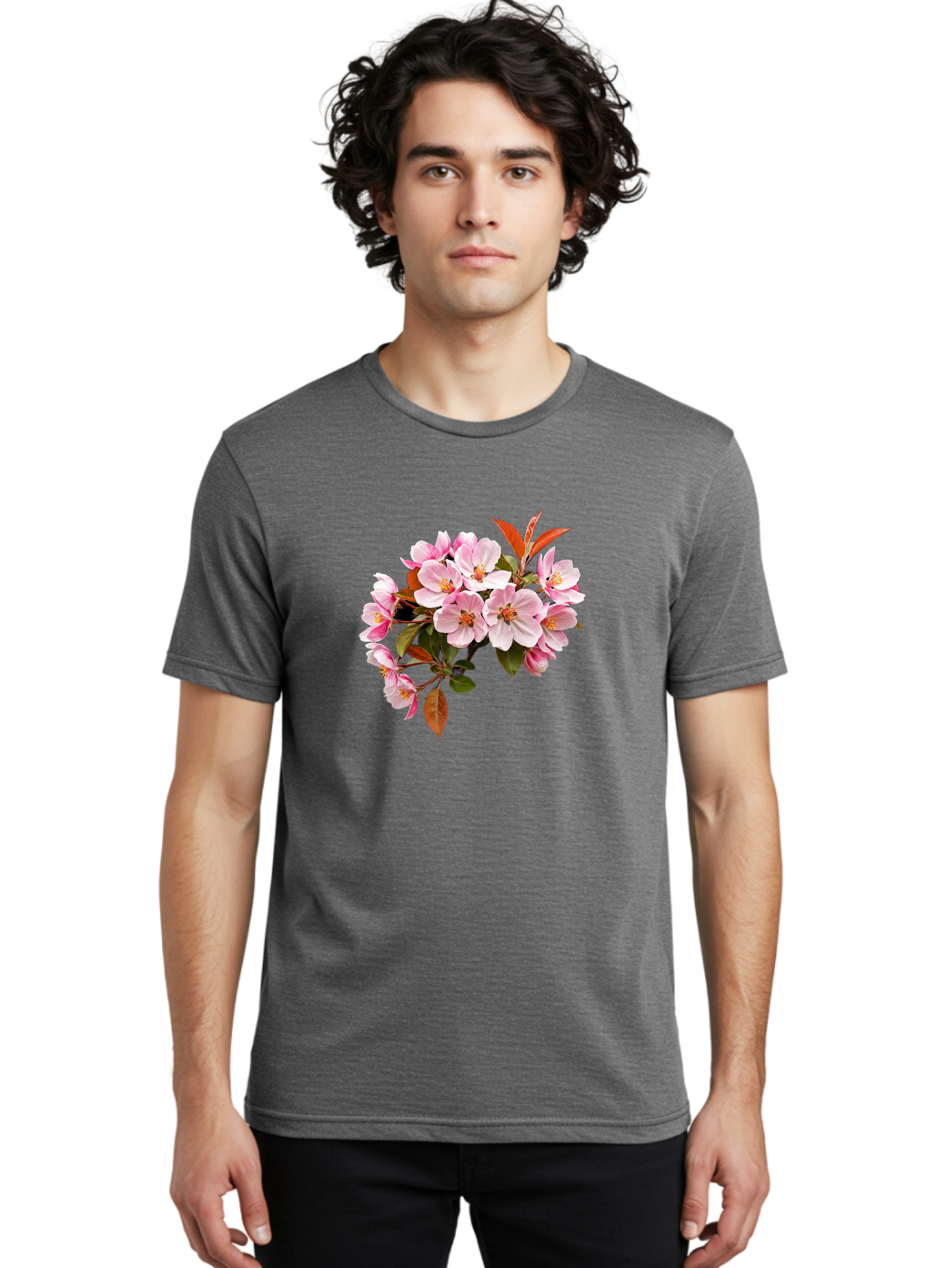 Pink-Flowers-2 Men'S Graphic Tee, 100% Cotton, Comfortable Casual Summer Wear, Machine Washable, Vintage Camera, Old Camera, Antique Camera, Black Camera, Classic Photography, Photography Equipment, Nostalgic Device, Film Camera, Camera Art Baj191