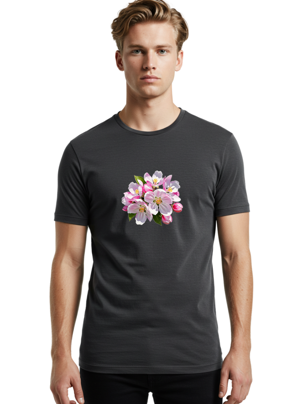 Pink-Flowers-3 Men'S Graphic Tee, 100% Cotton, Comfortable Casual Summer Wear, Machine Washable, Vintage Camera, Old Camera, Antique Camera, Black Camera, Classic Photography, Photography Equipment, Nostalgic Device, Film Camera, Camera Art Baj192