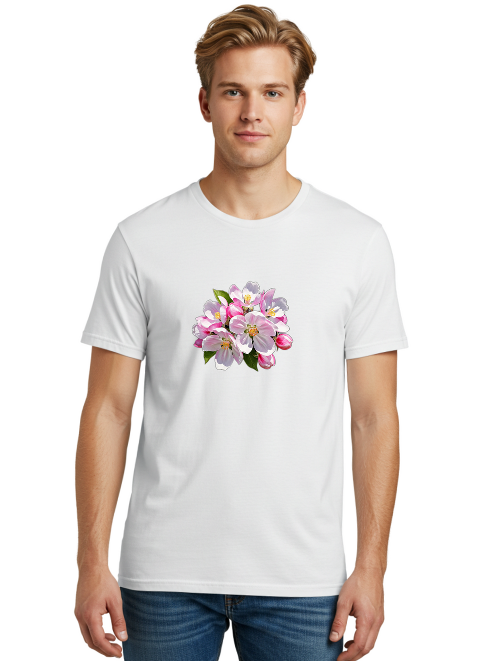 Pink-Flowers-3 Men'S Graphic Tee, 100% Cotton, Comfortable Casual Summer Wear, Machine Washable, Vintage Camera, Old Camera, Antique Camera, Black Camera, Classic Photography, Photography Equipment, Nostalgic Device, Film Camera, Camera Art Baj192