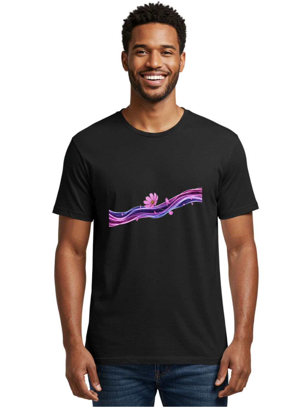 Pink-Fluid-Flower Men'S Graphic Tee, 100% Cotton, Comfortable Casual Summer Wear, Machine Washable, Vintage Camera, Old Camera, Antique Camera, Black Camera, Classic Photography, Photography Equipment, Nostalgic Device, Film Camera, Camera Art Baj194