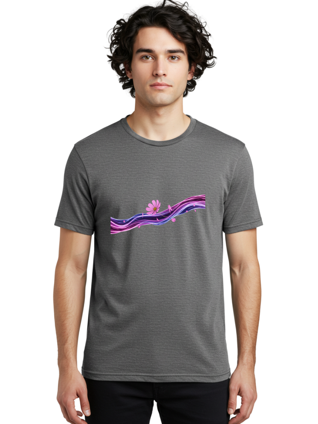 Pink-Fluid-Flower Men'S Graphic Tee, 100% Cotton, Comfortable Casual Summer Wear, Machine Washable, Vintage Camera, Old Camera, Antique Camera, Black Camera, Classic Photography, Photography Equipment, Nostalgic Device, Film Camera, Camera Art Baj194