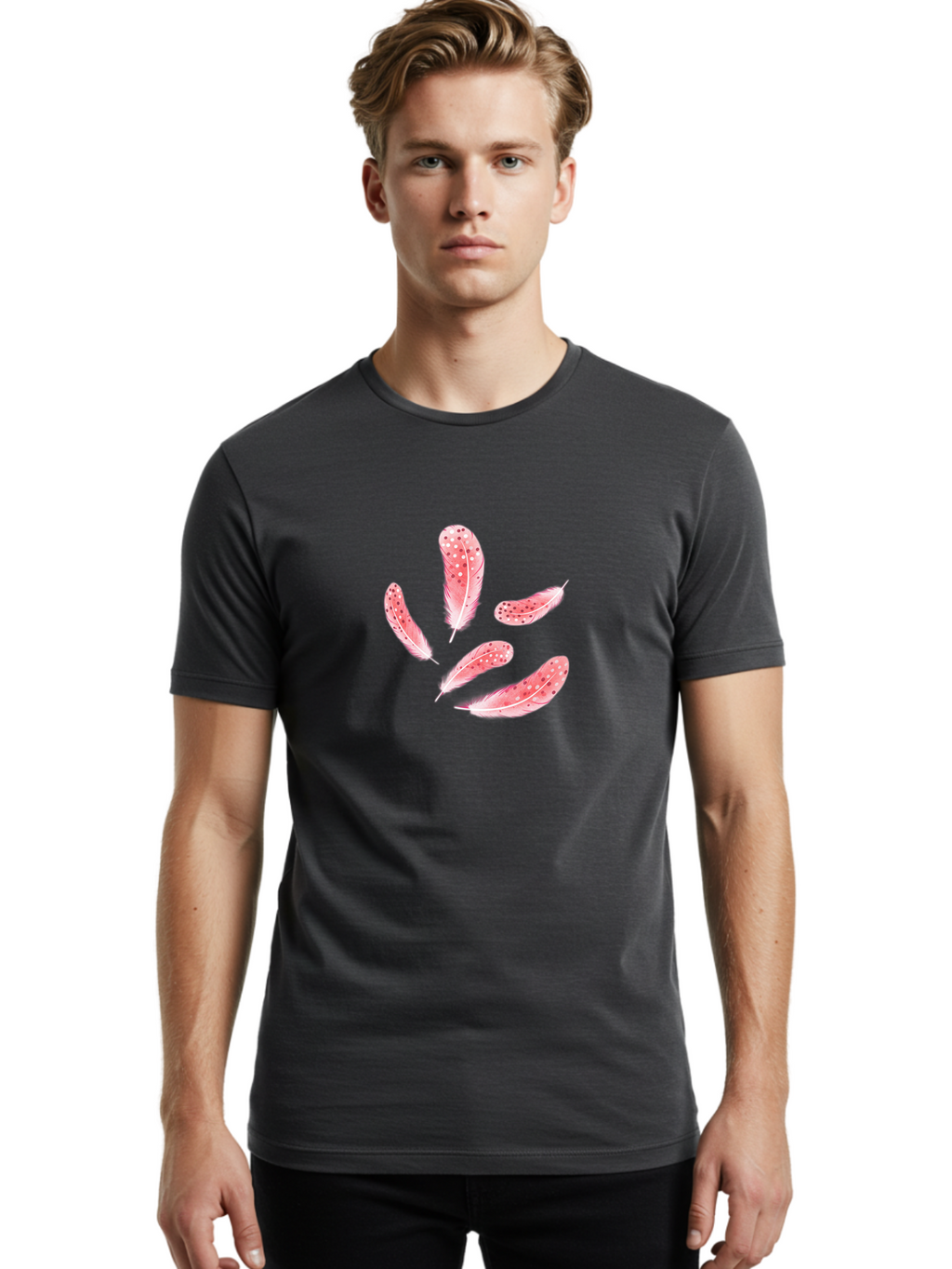 Pink-Spotted-Feathers Men'S Graphic Tee, 100% Cotton, Comfortable Casual Summer Wear, Machine Washable, Vintage Camera, Old Camera, Antique Camera, Black Camera, Classic Photography, Photography Equipment, Nostalgic Device, Film Camera, Baj196