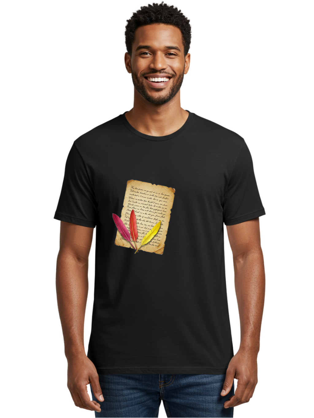 Poem-With-Feathers Men'S Graphic Tee, 100% Cotton, Comfortable Casual Summer Wear, Machine Washable, Vintage Camera, Old Camera, Antique Camera, Black Camera, Classic Photography, Photography Equipment, Nostalgic Device, Film Camera, Baj199
