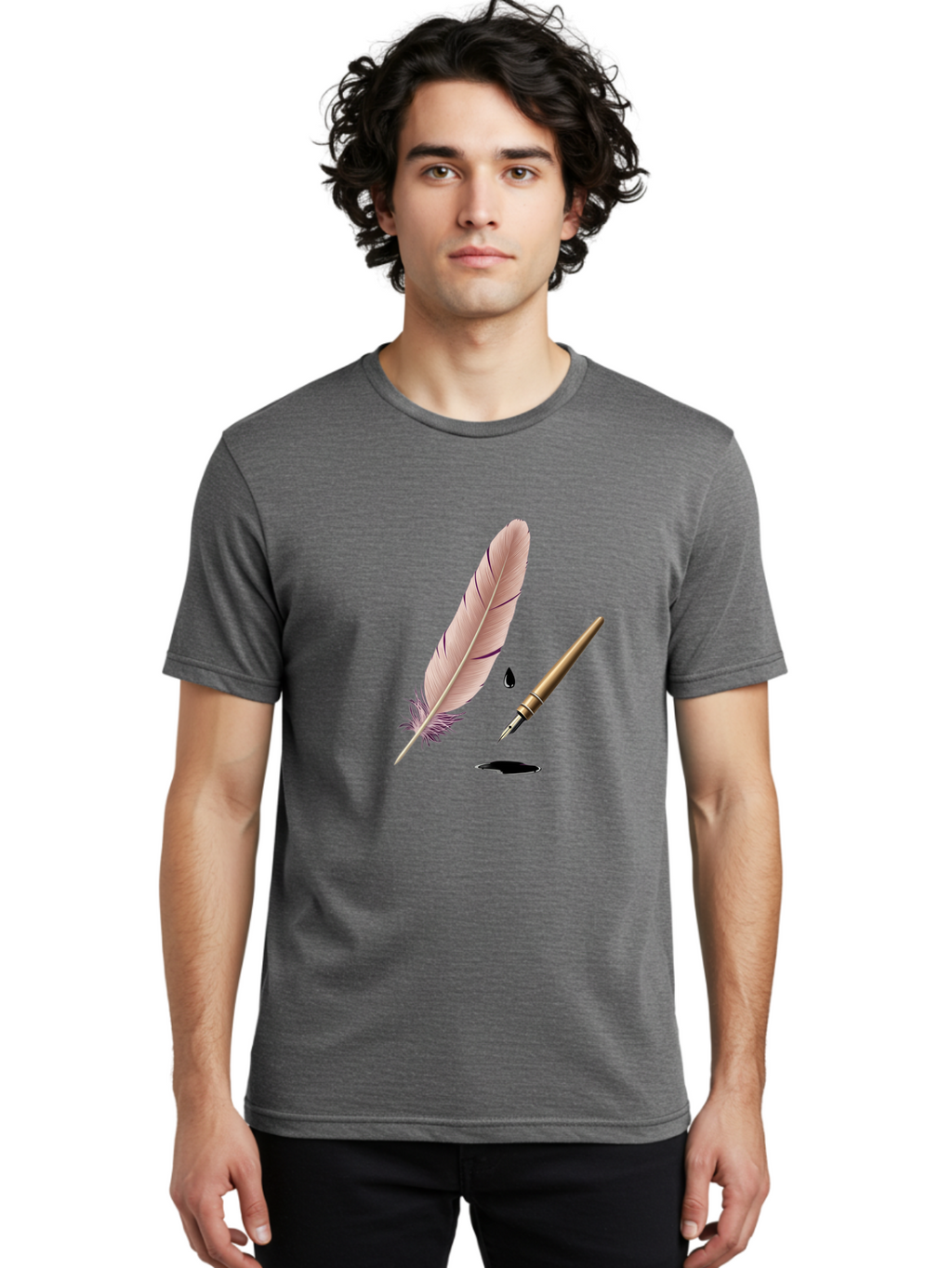 Quill-Pen-1 Men'S Graphic Tee, 100% Cotton, Comfortable Casual Summer Wear, Machine Washable, Vintage Camera, Old Camera, Antique Camera, Black Camera, Classic Photography, Photography Equipment, Nostalgic Device, Film Camera, Camera Art Baj212