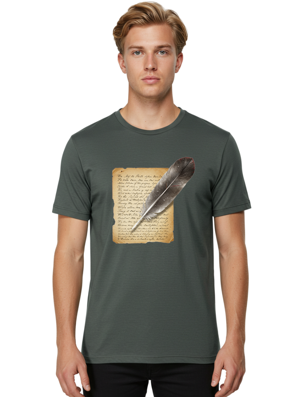Quill-Pen-On-Parchment Men'S Graphic Tee, 100% Cotton, Comfortable Casual Summer Wear, Machine Washable, Vintage Camera, Old Camera, Antique Camera, Black Camera, Classic Photography, Photography Equipment, Nostalgic Device, Film Camera, Baj214