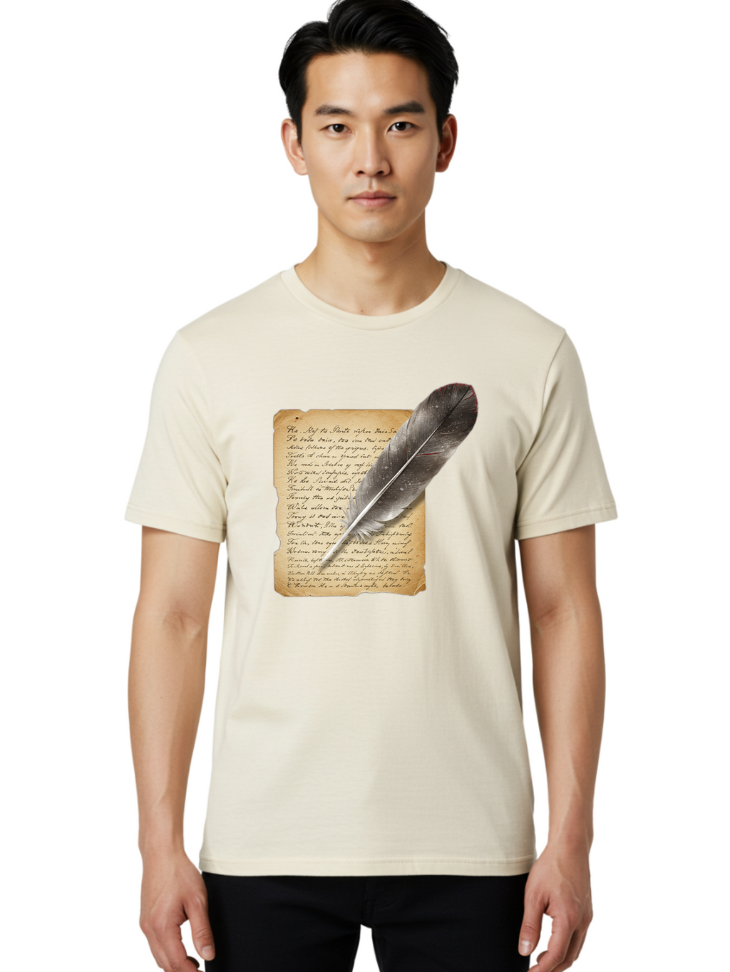 Quill-Pen-On-Parchment Men'S Graphic Tee, 100% Cotton, Comfortable Casual Summer Wear, Machine Washable, Vintage Camera, Old Camera, Antique Camera, Black Camera, Classic Photography, Photography Equipment, Nostalgic Device, Film Camera, Baj214