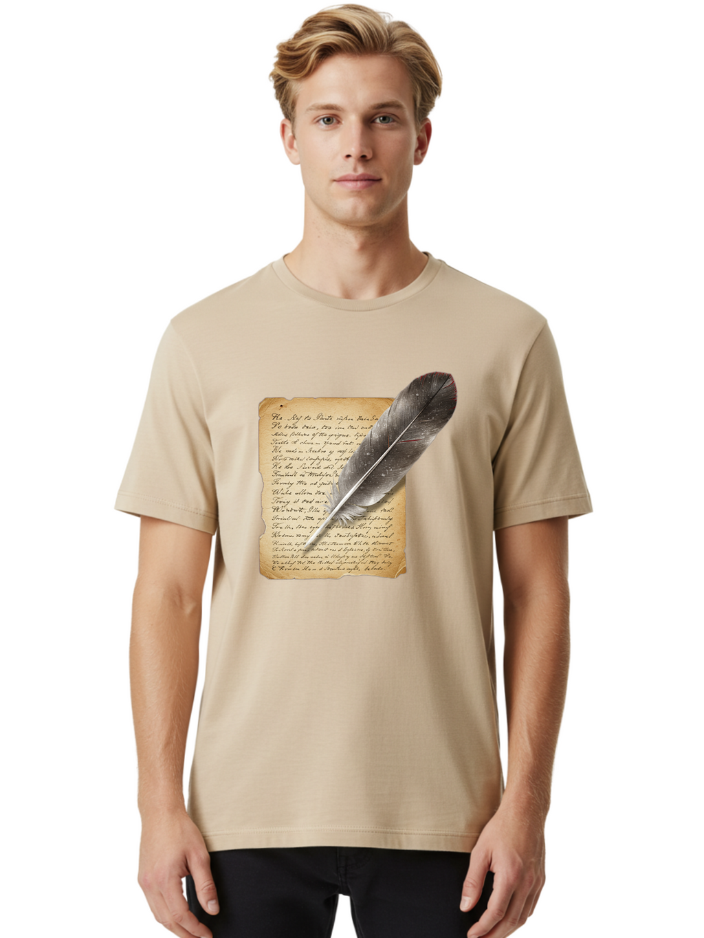 Quill-Pen-On-Parchment Men'S Graphic Tee, 100% Cotton, Comfortable Casual Summer Wear, Machine Washable, Vintage Camera, Old Camera, Antique Camera, Black Camera, Classic Photography, Photography Equipment, Nostalgic Device, Film Camera, Baj214