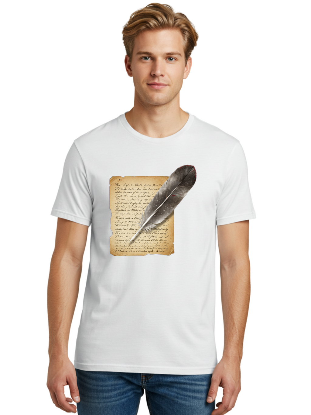 Quill-Pen-On-Parchment Men'S Graphic Tee, 100% Cotton, Comfortable Casual Summer Wear, Machine Washable, Vintage Camera, Old Camera, Antique Camera, Black Camera, Classic Photography, Photography Equipment, Nostalgic Device, Film Camera, Baj214