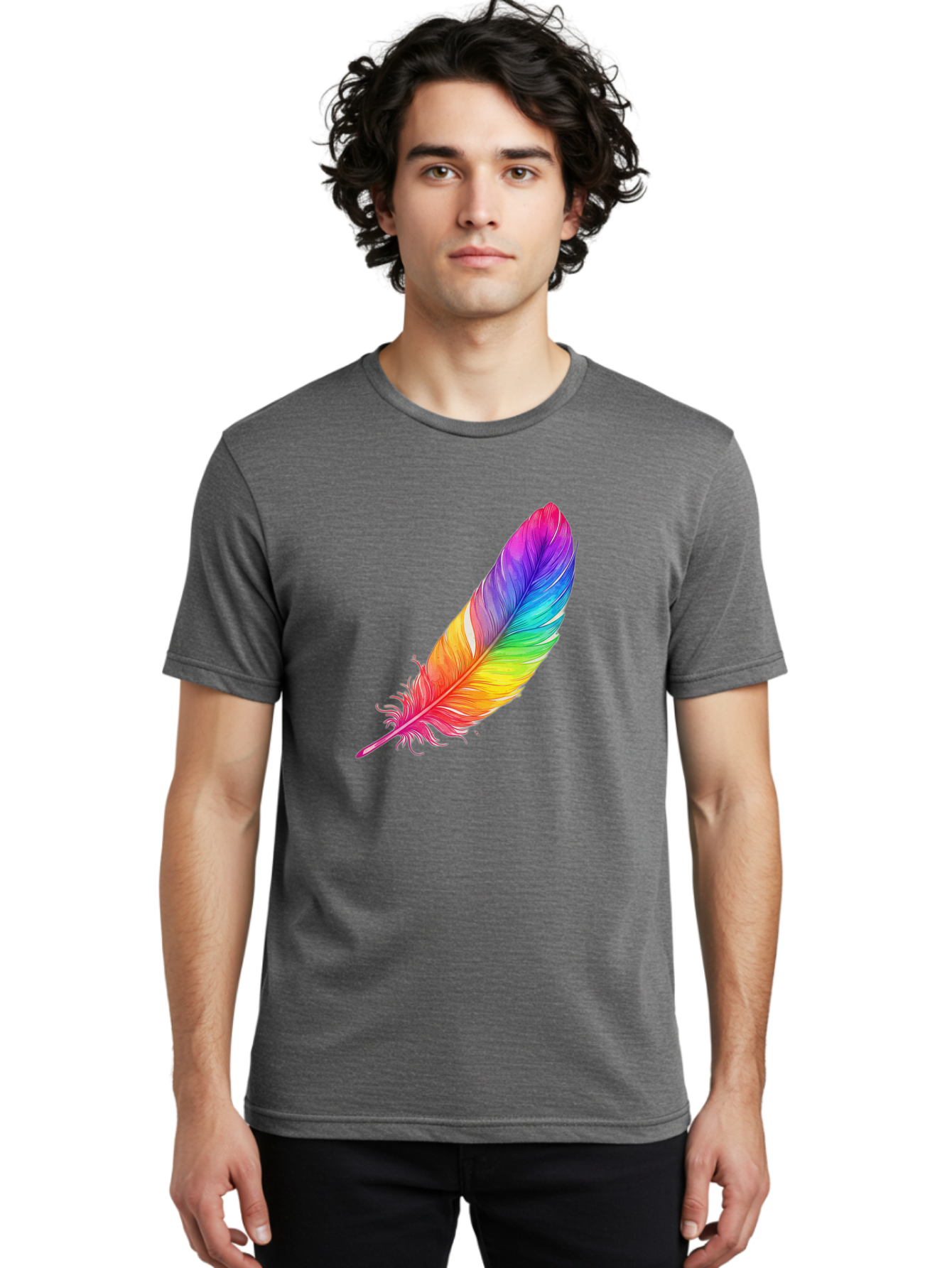 Rainbow-Feather-11 Men'S Graphic Tee, 100% Cotton, Comfortable Casual Summer Wear, Machine Washable, Vintage Camera, Old Camera, Antique Camera, Black Camera, Classic Photography, Photography Equipment, Nostalgic Device, Film Camera, Baj219