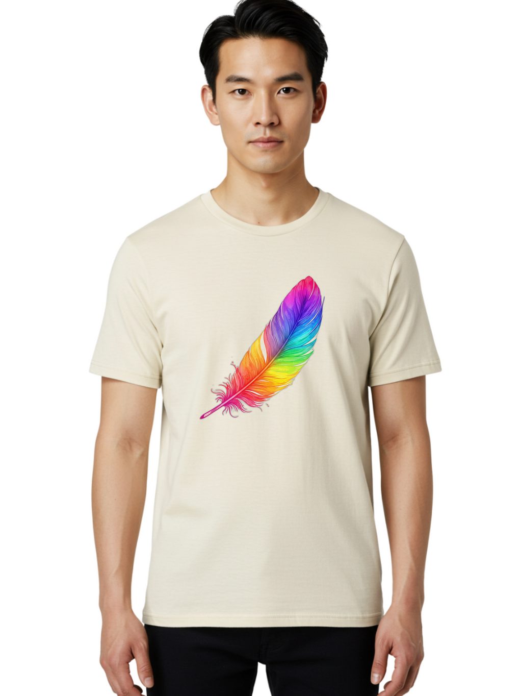 Rainbow-Feather-11 Men'S Graphic Tee, 100% Cotton, Comfortable Casual Summer Wear, Machine Washable, Vintage Camera, Old Camera, Antique Camera, Black Camera, Classic Photography, Photography Equipment, Nostalgic Device, Film Camera, Baj219