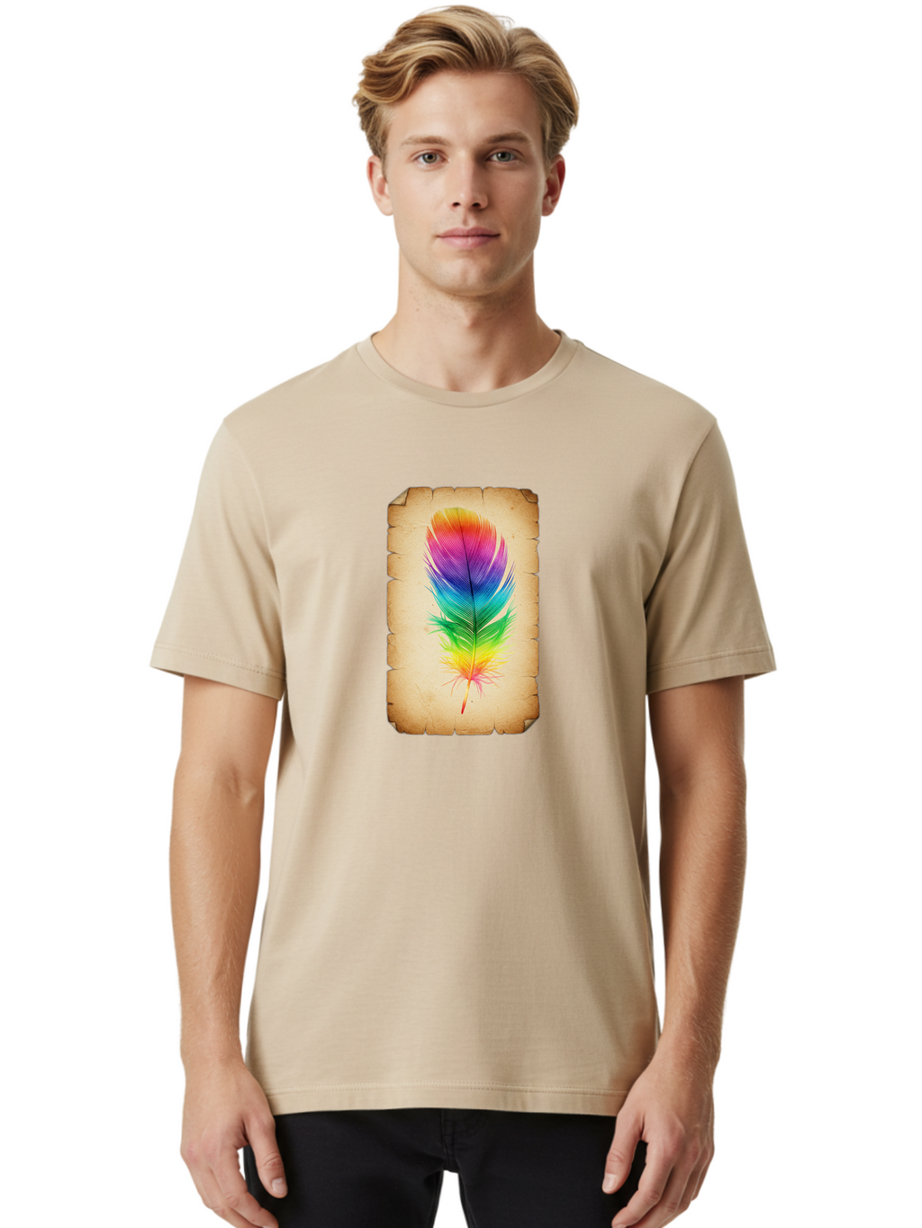 Rainbow-Feather-13 Men'S Graphic Tee, 100% Cotton, Comfortable Casual Summer Wear, Machine Washable, Vintage Camera, Old Camera, Antique Camera, Black Camera, Classic Photography, Photography Equipment, Nostalgic Device, Film Camera, Baj221