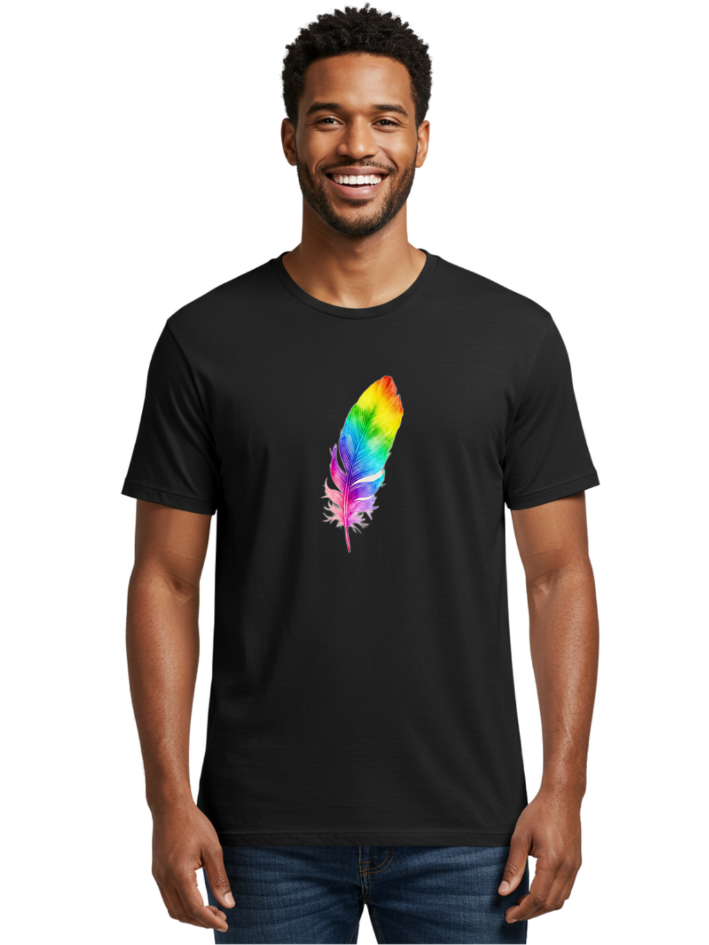 Rainbow-Feather-14 Men'S Graphic Tee, 100% Cotton, Comfortable Casual Summer Wear, Machine Washable, Vintage Camera, Old Camera, Antique Camera, Black Camera, Classic Photography, Photography Equipment, Nostalgic Device, Film Camera, Baj222