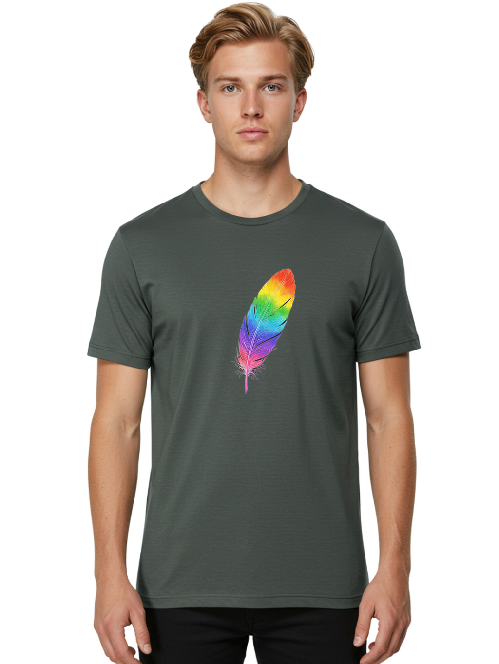 Rainbow-Feather-15 Men'S Graphic Tee, 100% Cotton, Comfortable Casual Summer Wear, Machine Washable, Vintage Camera, Old Camera, Antique Camera, Black Camera, Classic Photography, Photography Equipment, Nostalgic Device, Film Camera, Baj223