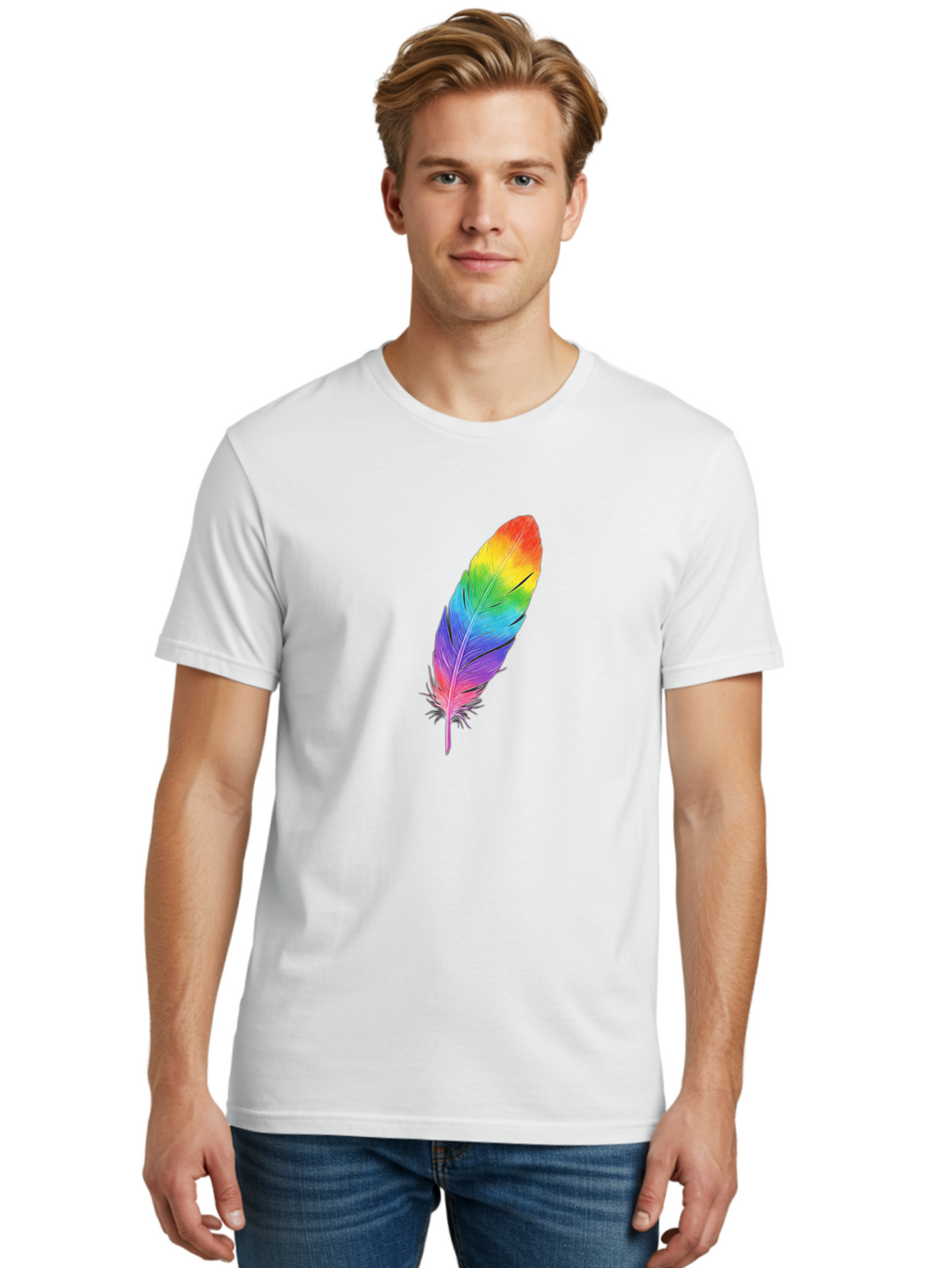 Rainbow-Feather-15 Men'S Graphic Tee, 100% Cotton, Comfortable Casual Summer Wear, Machine Washable, Vintage Camera, Old Camera, Antique Camera, Black Camera, Classic Photography, Photography Equipment, Nostalgic Device, Film Camera, Baj223
