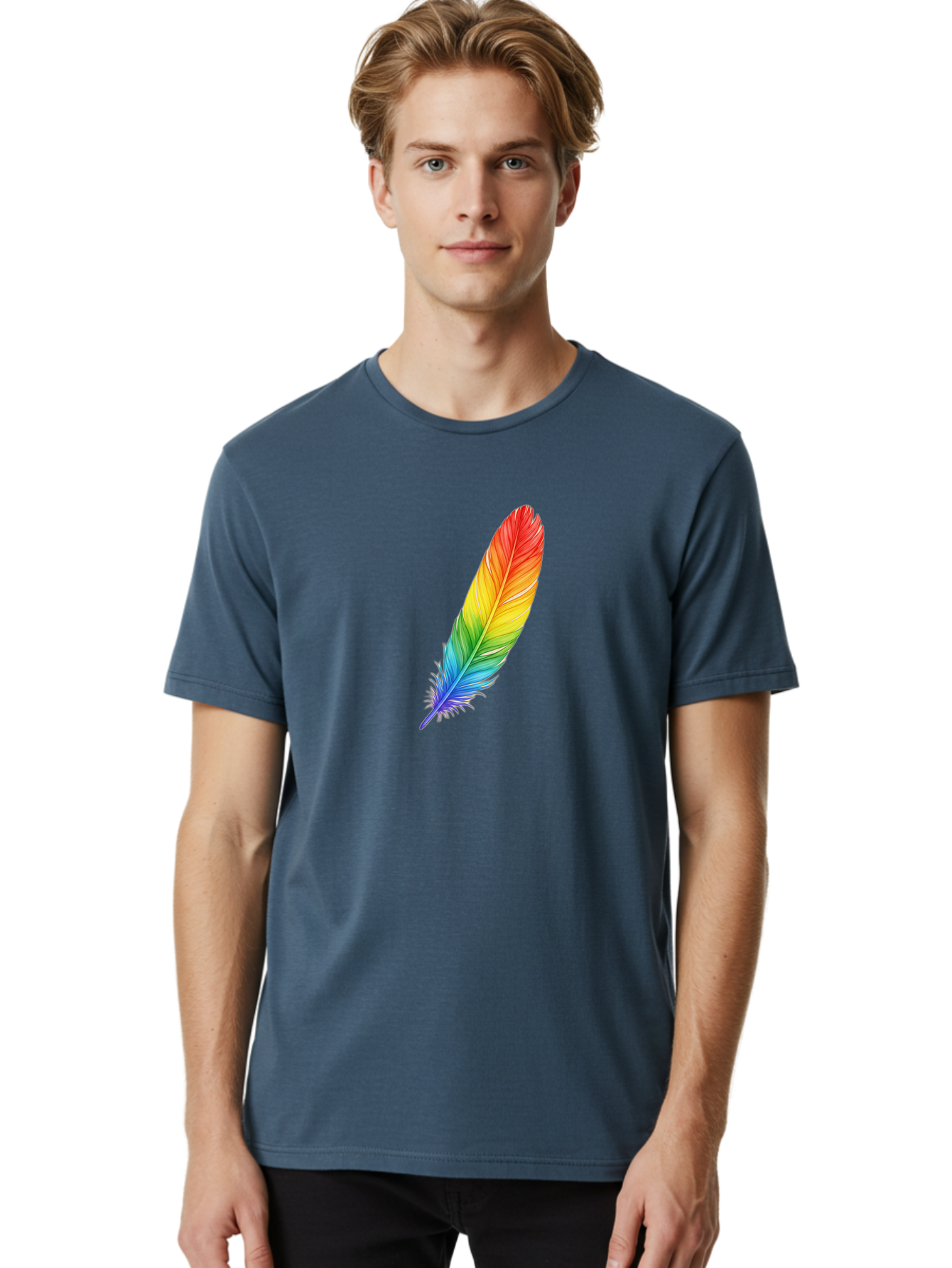 Rainbow-Feather-4 Men'S Graphic Tee, 100% Cotton, Comfortable Casual Summer Wear, Machine Washable, Vintage Camera, Old Camera, Antique Camera, Black Camera, Classic Photography, Photography Equipment, Nostalgic Device, Film Camera, Camera Art Baj227
