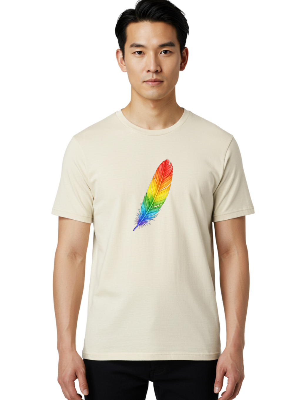 Rainbow-Feather-4 Men'S Graphic Tee, 100% Cotton, Comfortable Casual Summer Wear, Machine Washable, Vintage Camera, Old Camera, Antique Camera, Black Camera, Classic Photography, Photography Equipment, Nostalgic Device, Film Camera, Camera Art Baj227