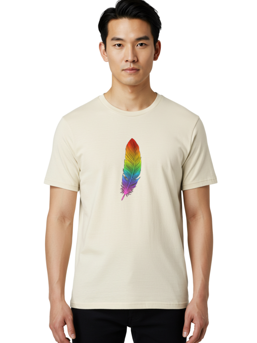 Rainbow-Feather-5 Men'S Graphic Tee, 100% Cotton, Comfortable Casual Summer Wear, Machine Washable, Vintage Camera, Old Camera, Antique Camera, Black Camera, Classic Photography, Photography Equipment, Nostalgic Device, Film Camera, Camera Art Baj228