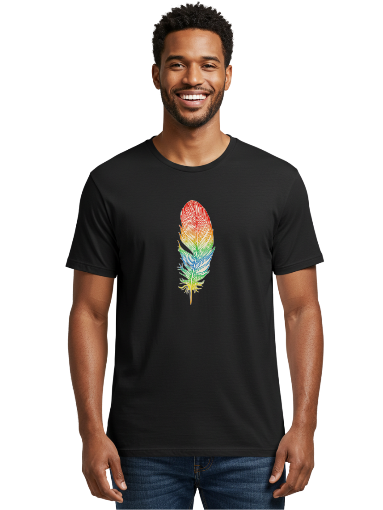 Rainbow-Feather-6 Men'S Graphic Tee, 100% Cotton, Comfortable Casual Summer Wear, Machine Washable, Vintage Camera, Old Camera, Antique Camera, Black Camera, Classic Photography, Photography Equipment, Nostalgic Device, Film Camera, Camera Art Baj229