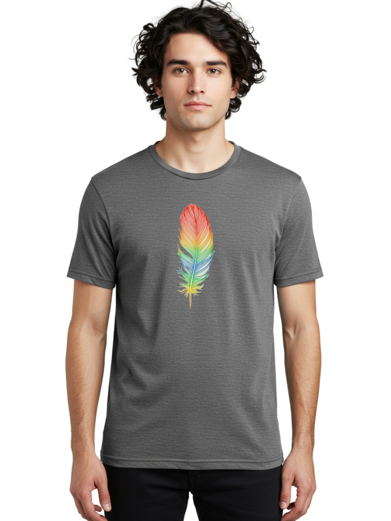 Rainbow-Feather-6 Men'S Graphic Tee, 100% Cotton, Comfortable Casual Summer Wear, Machine Washable, Vintage Camera, Old Camera, Antique Camera, Black Camera, Classic Photography, Photography Equipment, Nostalgic Device, Film Camera, Camera Art Baj229