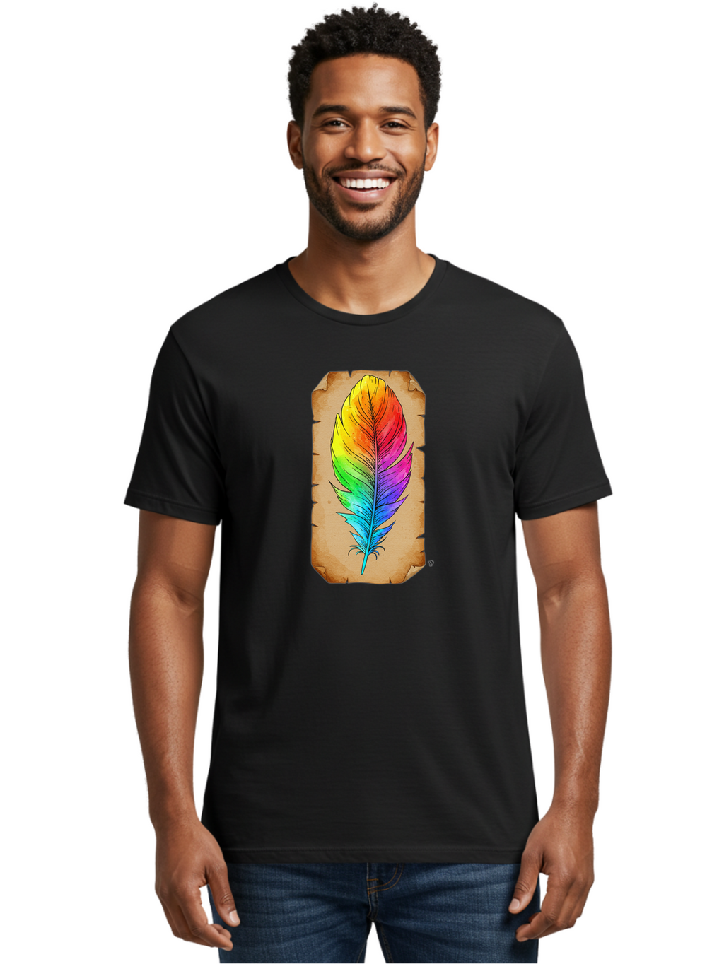Rainbow-Feather-7 Men'S Graphic Tee, 100% Cotton, Comfortable Casual Summer Wear, Machine Washable, Vintage Camera, Old Camera, Antique Camera, Black Camera, Classic Photography, Photography Equipment, Nostalgic Device, Film Camera, Camera Art Baj230